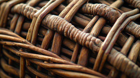Texture or background in the form of a wicker basket. AI generative.の素材