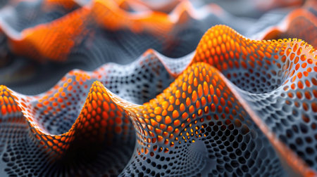 Holo 3D form of orange-gray color. AI generative.の素材