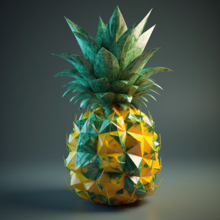 Low-poly pineapple. AI generative.の素材