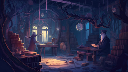 Illustration of a magical fairy room. AI generative.の素材