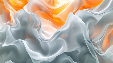 Background or screensaver made of gray-orange wave figures. AI generative.の素材