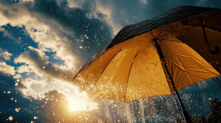 Umbrella in the rain. Weather forecast.の素材