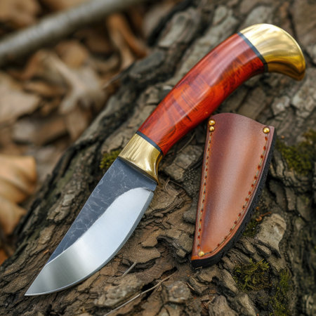 Knife for tourism, hunting, or survival with a large blade. AI generative.の素材