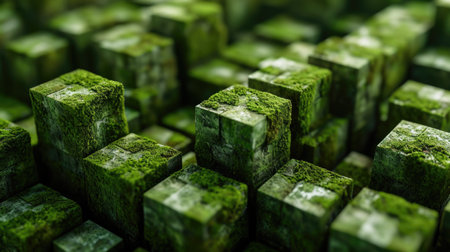 Moss-covered geometric stonesの素材