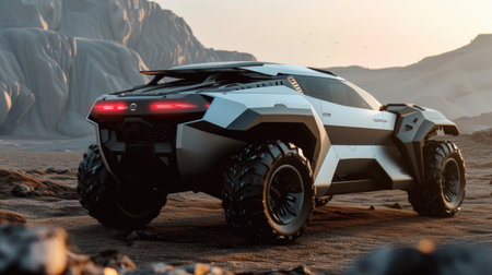 Futuristic off-road electric car. AI generative.の素材