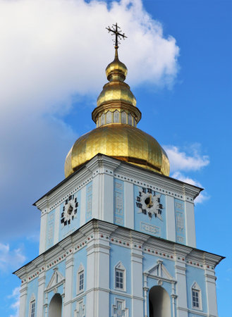 The bell tower of St. Michael's Golden-Domed Monastery in Kyiv.