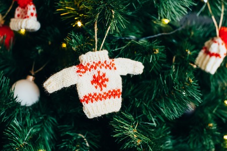Christmas New Year festive red spruce toy happinessの写真素材