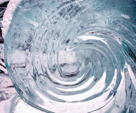 Ice spiral. Ice decorations. Ice sculptures.