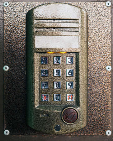 Keybord of door bell phone. Secure access system. Close-up.の写真素材
