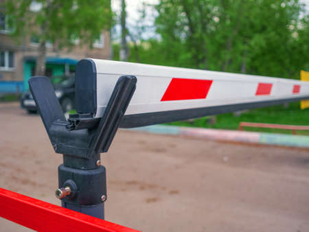 Parking barrier gate. Automatic security system. Concept access.の写真素材