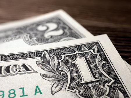 Fragment of the USD banknotes. Macro photo, close-up.
