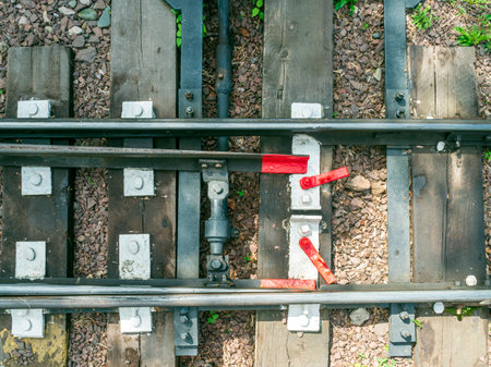 Railroad switch device of two foot narrow-gauge railroadの写真素材