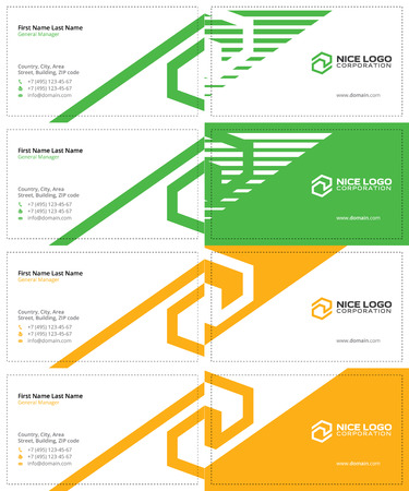tech green and yellow colors, business cards with the letter sのイラスト素材