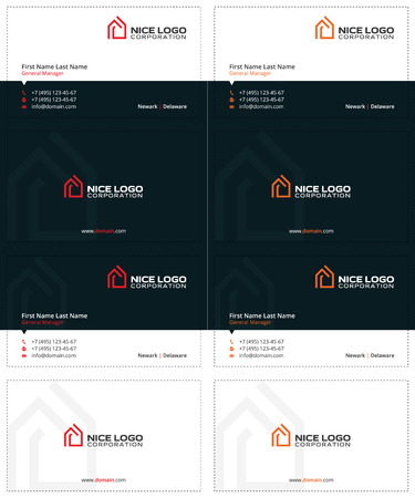 house business cards, red and orange colors, simple and modern templateのイラスト素材