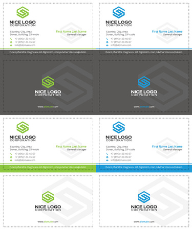 gray business cards with the letter s, green and blue colorsのイラスト素材