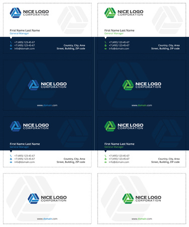 circulation business cards, dark blue, blue and green colorsのイラスト素材