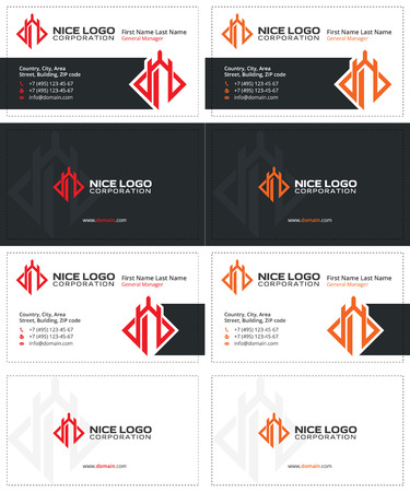 defender business cards, gray red and orange colorsのイラスト素材