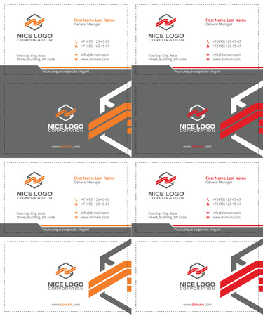 cargo colored box business cards, gray, orange and red colorsのイラスト素材