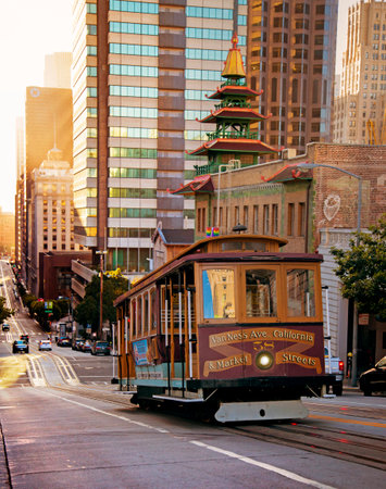 san francisco, cable car, californiaのeditorial素材