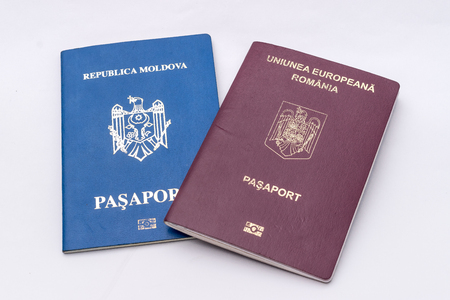 Moldova and Romania foreign passportsの写真素材