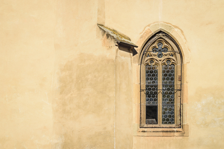 Windows of an old gothic cathedral, Sibiu, Romaniaの写真素材