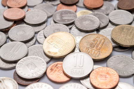 Romanian coins (Romanian currency)の写真素材