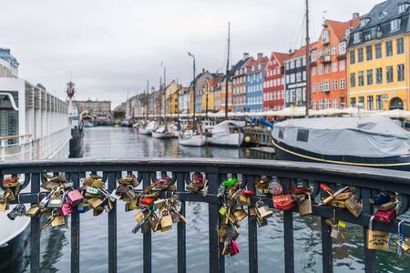 Love locks at nyhavn in Copenhagen, Denmarkのeditorial素材