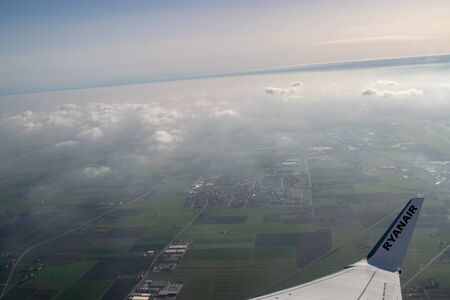 BOLOGNA, ITALY â FEBRUARY 2016: View from RYANAIR AIRLINES above Bologna city, Italy.のeditorial素材