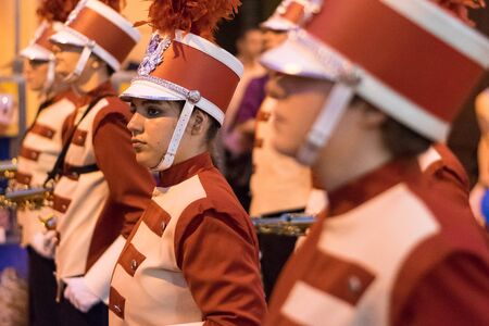 SIBIU, ROMANIA - 17 JUNE 2016: Members of Triuggio Marching Band performing during Sibiu International Theatre Festival, Sibiu, Romania.のeditorial素材