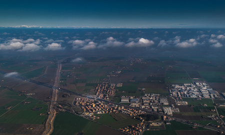 Bologna City viewed from a planeの写真素材