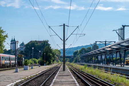MEDIAS, ROMANIA - 7 JULY 2016: Medias train station on a sunny day, Romania.のeditorial素材