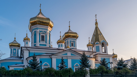 Golden domes of a church in Chisinau, Moldova.の写真素材