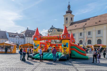 SIBIU, ROMANIA - 30 MARCH 2018: The opening of the Sibiu Easter Fair in Transylvania region, Romania.のeditorial素材