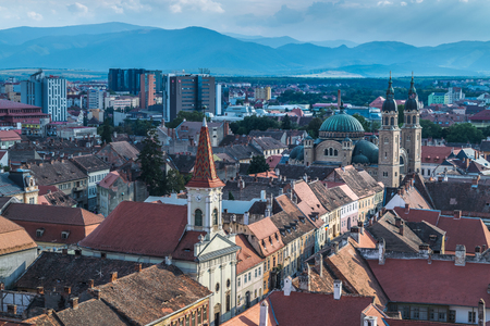 The view of the historical center of Sibiu from above.のeditorial素材