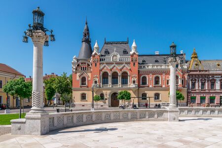 ORADEA, ROMANIA - 28 APRIL, 2018: The Greek Catholic Bishop Palace in the center of Oradea, Romania.のeditorial素材