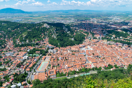 Overview of Brasov City viewed from Tampa Mountain.の写真素材