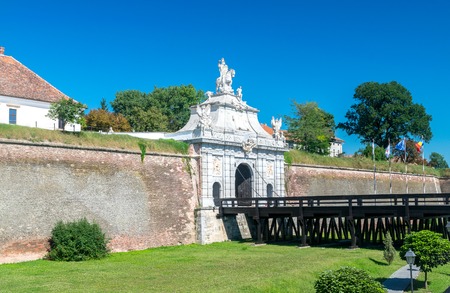 The 3rd Gate of the Citadel Alba-Carolina in Alba Iulia, Romania.の写真素材