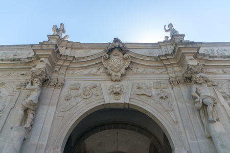 The 3rd Gate of the Citadel Alba-Carolina in Alba Iulia, Romania.の写真素材