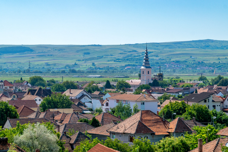Alba Iulia Church viewed from Alba Iulia Citadel, Romania.の写真素材