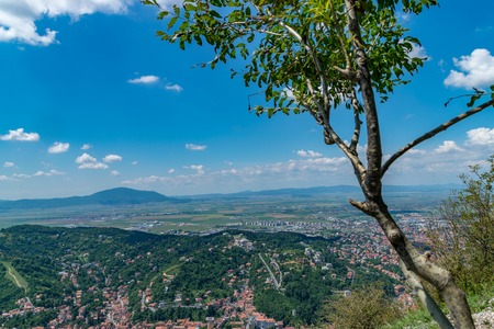 Overview of Brasov City viewed from Tampa Mountain, Brasov, Romania.の写真素材