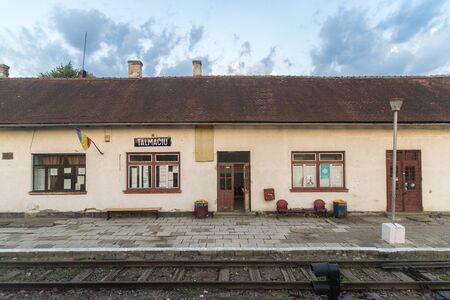 TALMACIU, ROMANIA - 19 JUNE, 2018: Talmaciu railway station in Romania.のeditorial素材