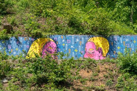 BRASOV, ROMANIA - 19 JUNE, 2018: Street art in Brasov, Romania.