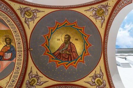 SIBIU, ROMANIA - July 17, 2018: Saint Pavel painting on Church of Ascension and St. Nicholas in...