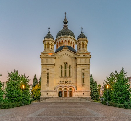 The Dormition of the Theotokos Cathedral at sunset, the most famous Romanian Orthodox church of...