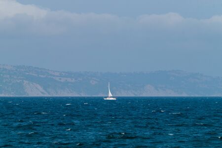 SUNNY BEACH, BULGARIA - 2 SEP 2018: A boat at Sunny Beach resort on Bulgaria s Black Sea coast known for its water sports, sand dunes, and nightlife.のeditorial素材