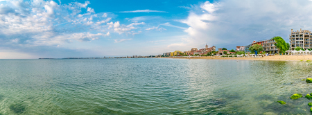 Panorama of the  Sunny Beach on the Black Sea coast of Bulgaria. Panoramic view.の写真素材
