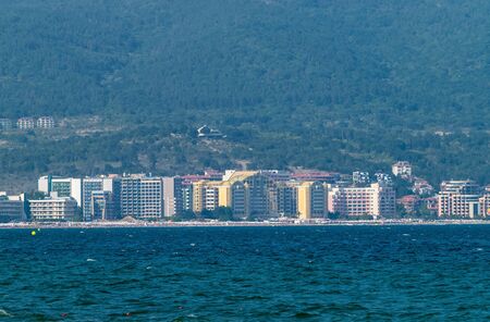 Sunny Beach, Bulgaria - 2 Sep 2018: Sunny Beach coastline, a major seaside resort on the Black Sea coast of Bulgaria.のeditorial素材