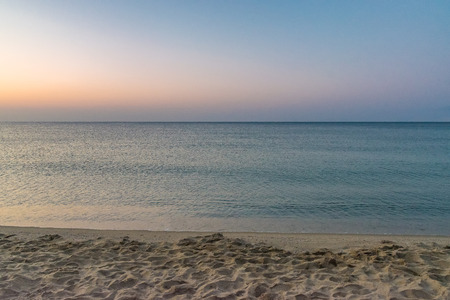 A beautiful sunset at a beach. Sunset in Sunny Beach on the Black Sea coast of Bulgariaの写真素材
