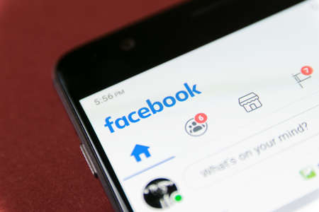 CLUJ, ROMANIA - JUL 17, 2019: Facebook application running on an Android device. Facebook app...