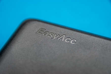 CLUJ, ROMANIA - NOV 08, 2019: EasyAcc brand illustrative editorial. EasyAcc provides premium electronic accessories including Power Bank, Chargers, Protection Cases, Bluetooth Audios, Hubs.のeditorial素材